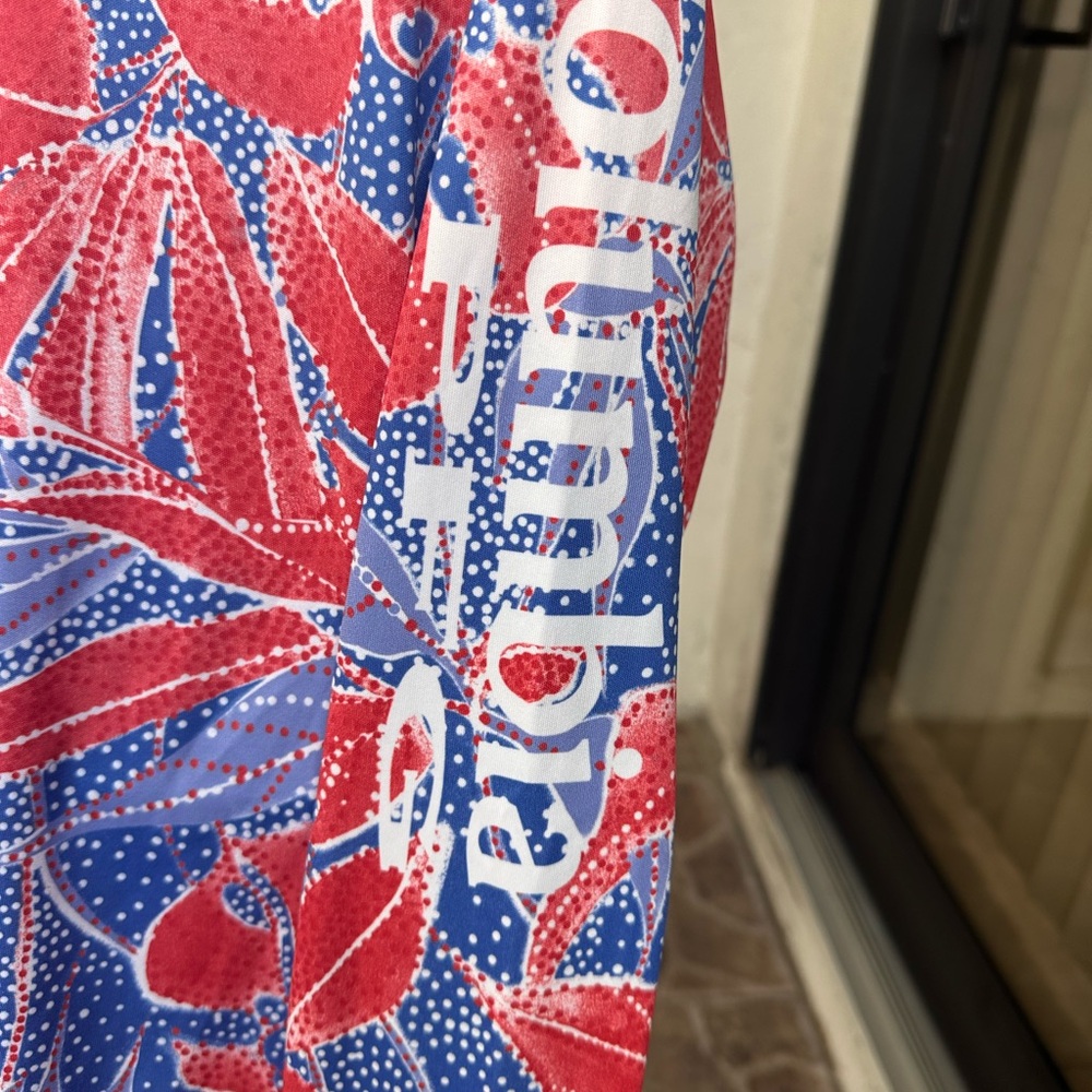 COLUMBIA | Red & Blue Floral Patterned PFG Omni-Shade Long Sleeve Shirt Size L - Picture 3 of 9